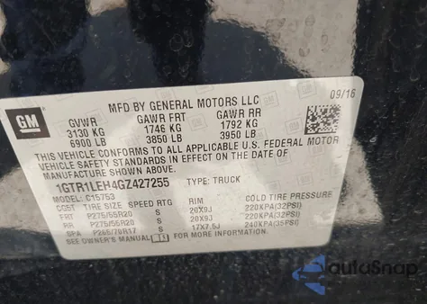 2016 GMC Sierra 1500 from USA, damaged, VIN 1GTR1LEH4GZ427255